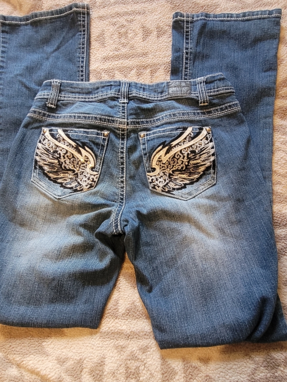 Love Nation Women's Medium Blue Bootcut Jeans with Contrast Stitching - Picture 3 of 8
